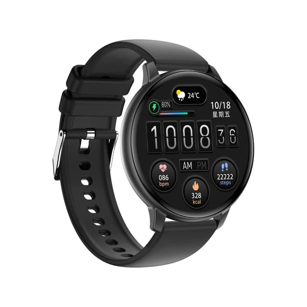 C66 Multifunktionell Smartwatch med Bluetooth-samtal & Hälsoövervakning, kompatibelt med Android och iOS Black Black