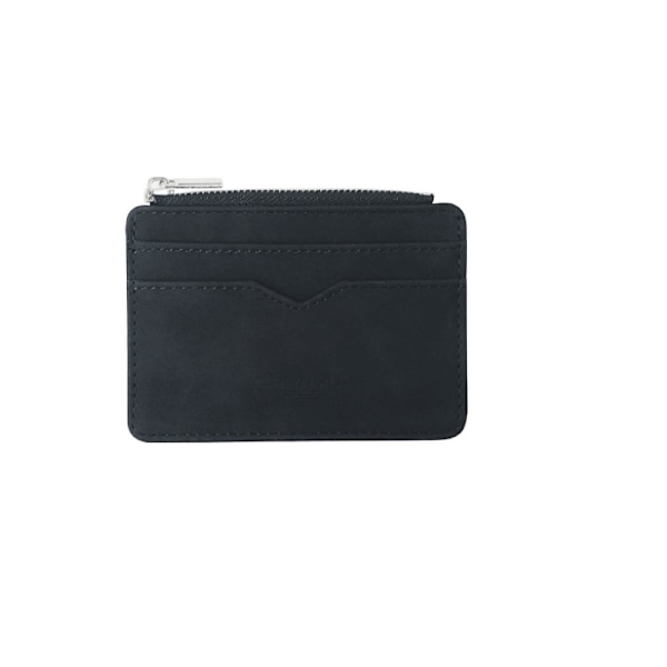 Ny Slim Bifold-plånbok för män med myntficka med dragkedja Svart