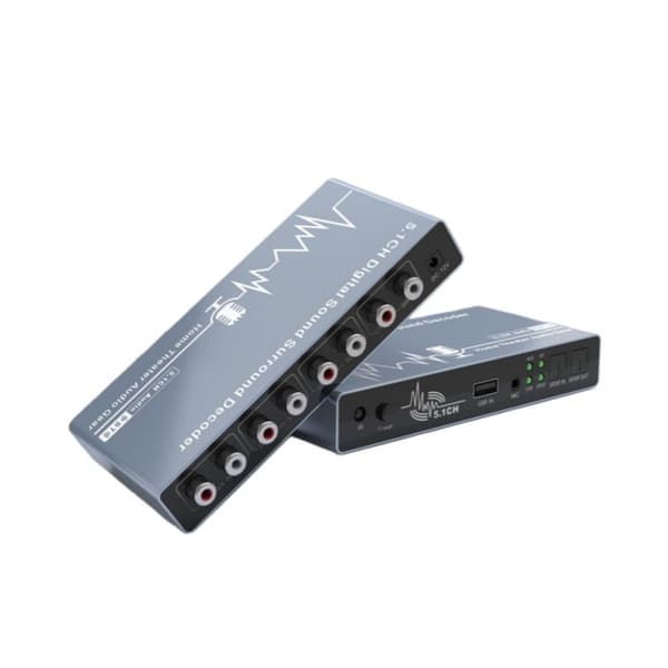 Digital lyddekoder med optisk, coaxial, USB og 5.1-kanals analog lydudgang til hjemmebiograf og lydudstyr