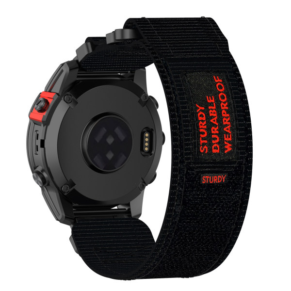22 mm urrem til Garmin Quatix 7 Pro/FeniX/Fenix 6/Fenix 5 Størrelse M Nylon Sort