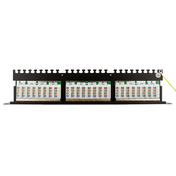 STP patch panel, 24xRJ45, Cat6, 1U, 19", metal, black