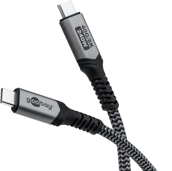 USB-C™-kaapeli, USB4™, 1,5 m, musta;hopea