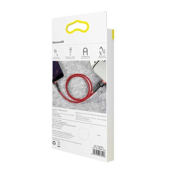 Baseus Cafule USB Lightning-kabel 2,4A 0,5m (röd)