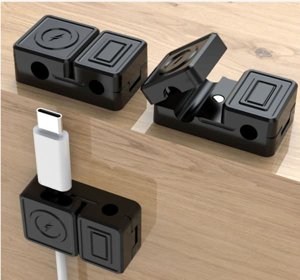 2-pack magnetisk kabelhållare, dubbelhäftande sladdvindare Black Black