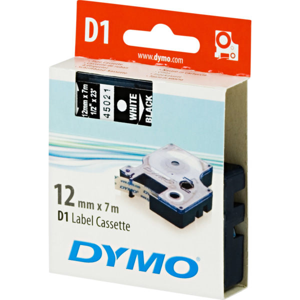D1, marking tape, 12mm, white text on black tape, 7m - 45021