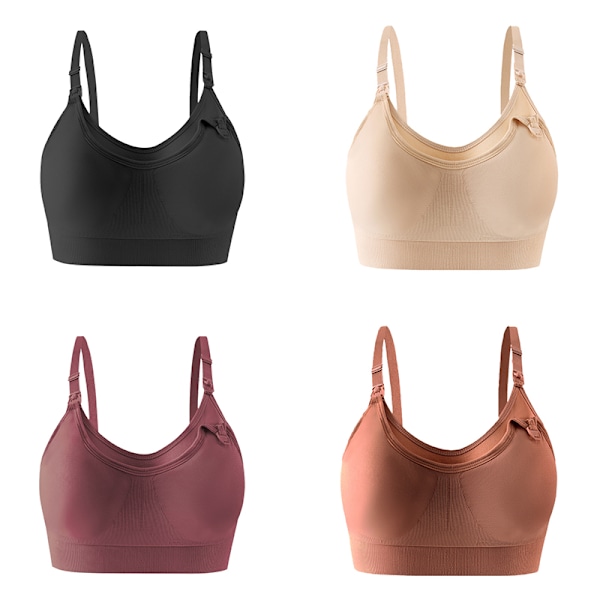 Amme-BH 4-pak - Sort, Beige, Vinrød, Kaffe L