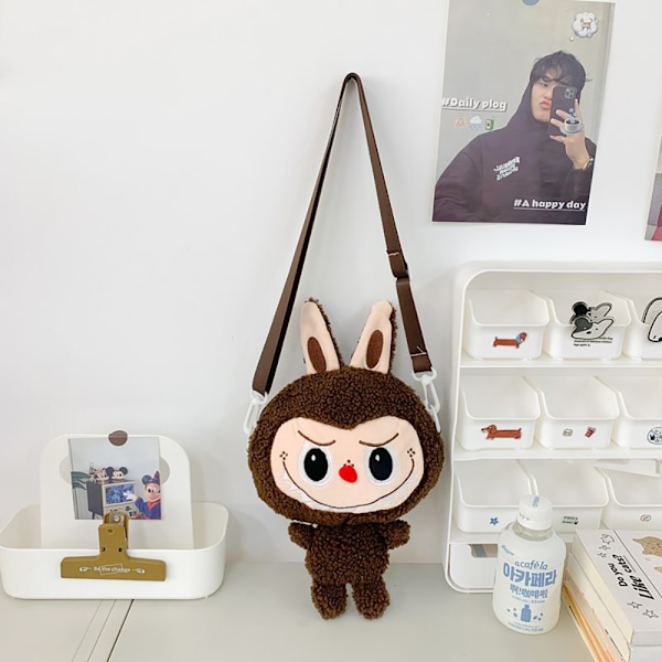 Charmerende plys-crossbody-taske Brun
