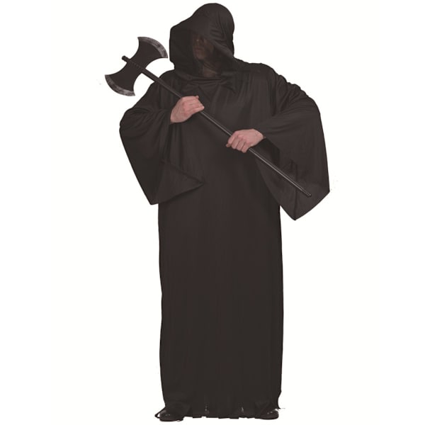 Cosplay kappe med hætte i sort, polyester one size - fuldlængde kappe til cosplay, scene og temafester