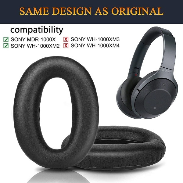 INF Ørepuder til Sony MDR-1000X WH-1000XM2 1 par sort
