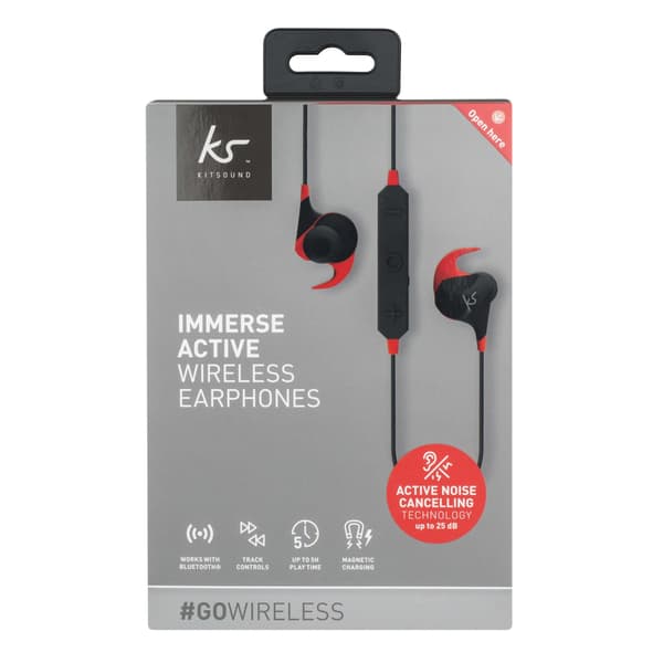 KITSOUND Immerse Active ANC -langattomat nappikuulokkeet, punainen