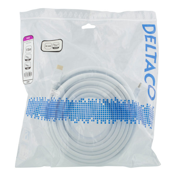 High-Speed HDMI cable, 15m, Ethernet, 4K UHD, white