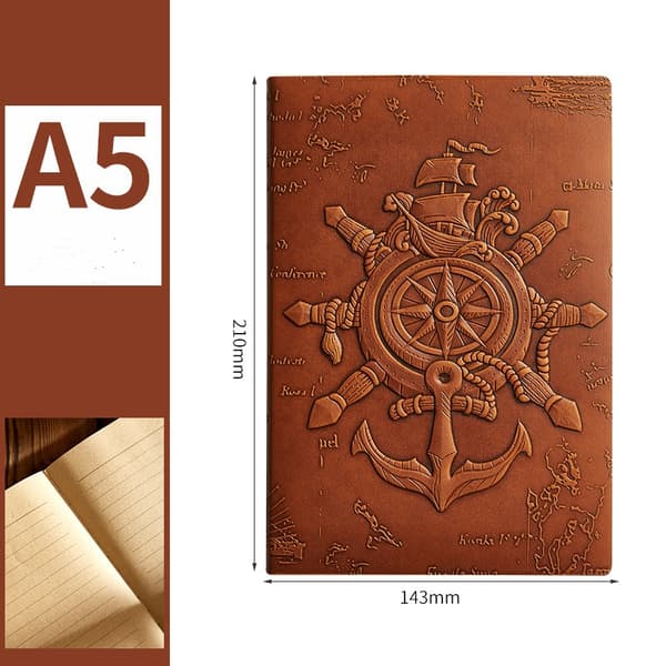 3D-præget nautisk journal Brown Brown