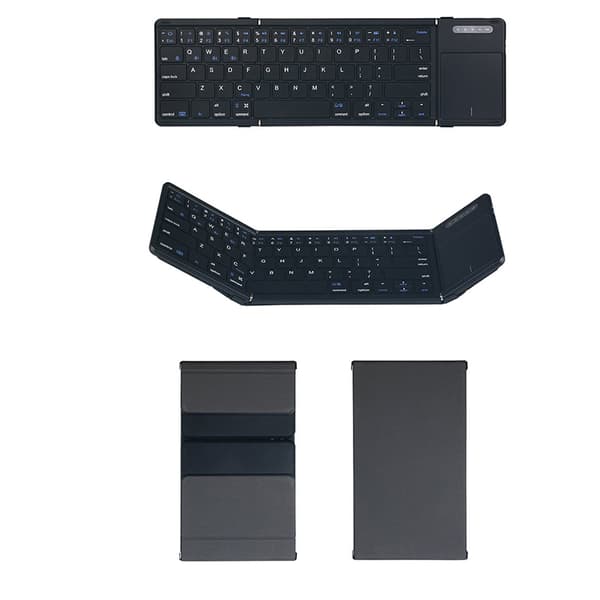 Foldbart trådløst tastatur med læderetui - bærbart design