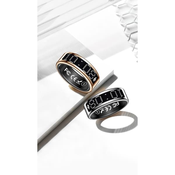 Smart Ring med Display och Laddningsfodral - Spåra Träning & Hälsa Black 9 Black 9