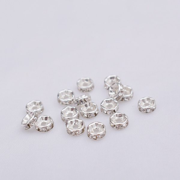 Distanspärlor lösa pärlor för smyckestillverkning 100-pack Silver 6 mm