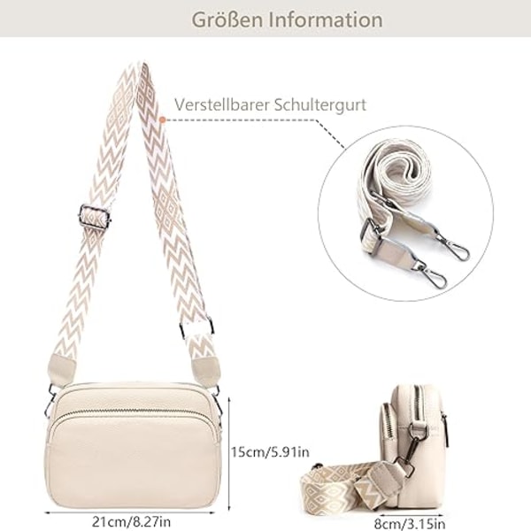 Crossbody taske skulderrem taske PU læder Hvid