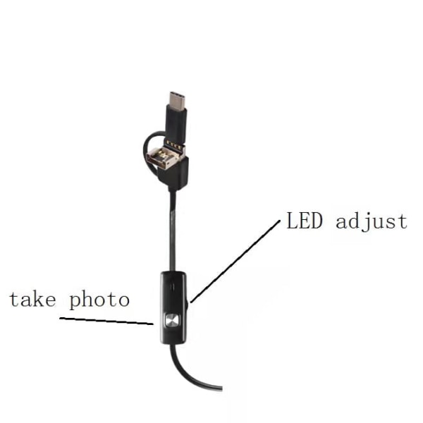 Endoskop inspektionskamera med USB/USB-C Svart Svart