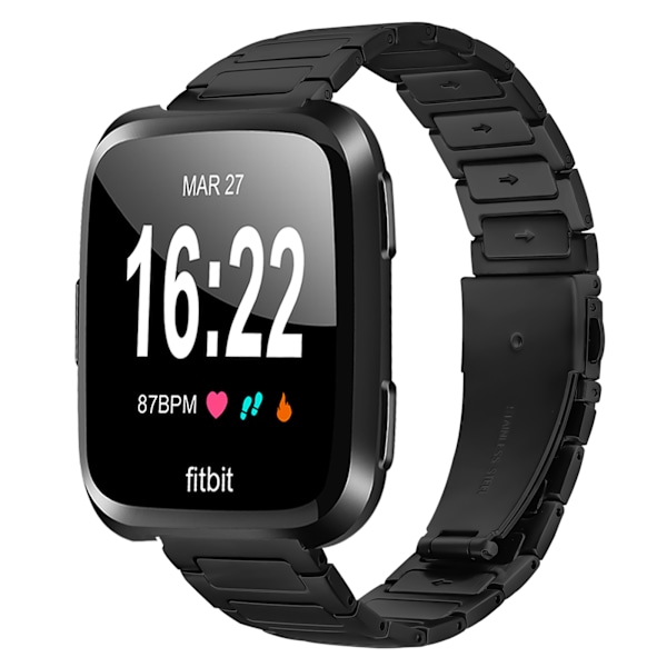 Fitbit Versa 2/Lite kellon ranneke - ruostumatonta terästä Musta