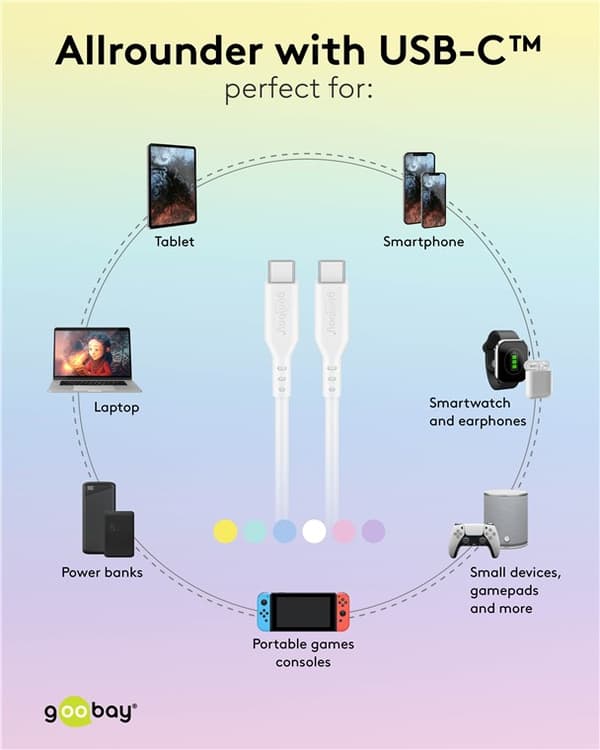 USB-C™-silikonekabel, 1,5 m, gul