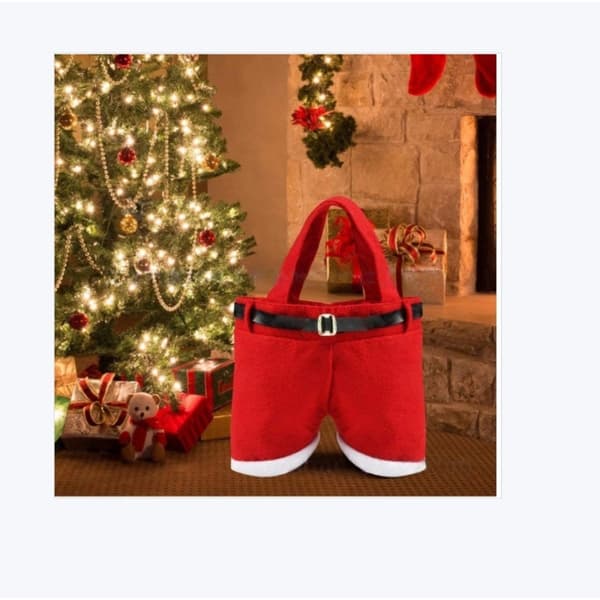 Jultomtens Shorts Presentpåse - Festlig Non-Woven Julgodis & Vinflaskväska L L