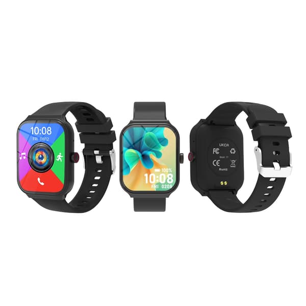 Multifunktionell Smartwatch med Bluetooth-samtal och Hälsoövervakning, kompatibelt med Android och iOS Black Black