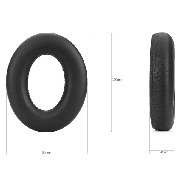 2-pak erstatningsørepolstring i proteinlæder, sort — memory foam over-ear puder kompatibel med Sennheiser Momentum 4