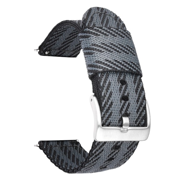 Snyggt 24/22/20/18mm nylonarmband med svart spänne Silver 24 mm