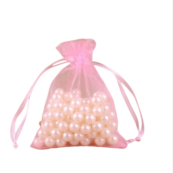 100 Pack Koru Organza Laukut Vaaleanpunainen
