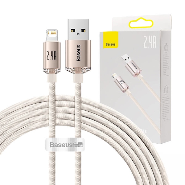 USB-kabel til iP Baseus Crystal Shine, 2,4A, 2m (rød)