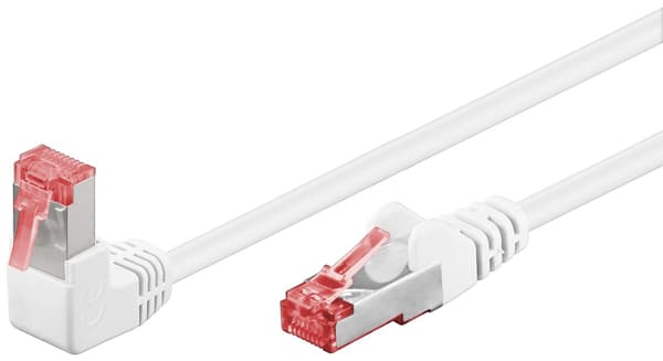 CAT 6 patchable 1x 90° kulmassa, S/FTP (PiMF), valkoinen