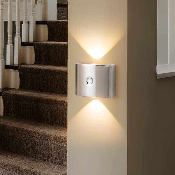 Rörelsesensor vägglampa uppladdningsbar – automatisk nattbelysning för sovrum, hall och badrum, trefärgad dimning, magnetisk montering, 1200mAh Silver Silver