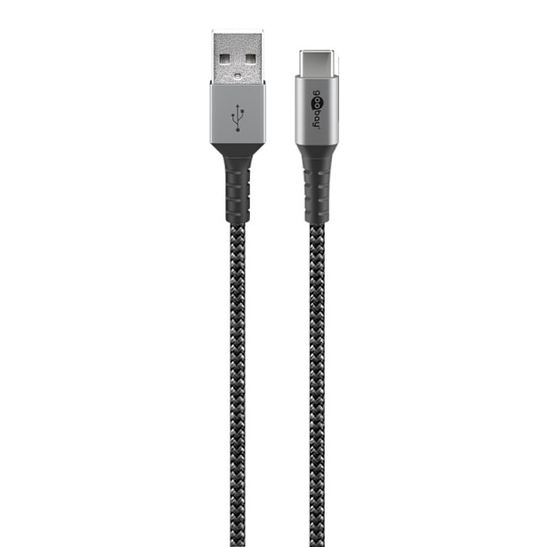 USB-C™ till USB-A textilkabel med metallkontakter 0,5 m