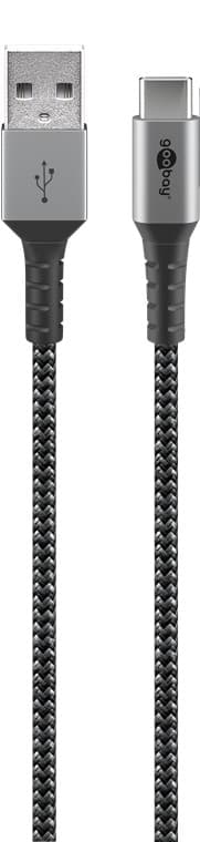 USB-C™ - USB-A -tekstiilikaapeli metalliliittimillä 0,5 m