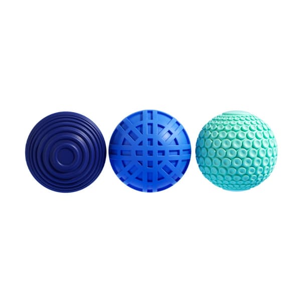 Magnetiska sensoriska bollar 3-pack - texturerade PVC, silikonlindade neodymmagneter, stresslindring för arbete/studier, inkl. bärrem & box Blue Blue
