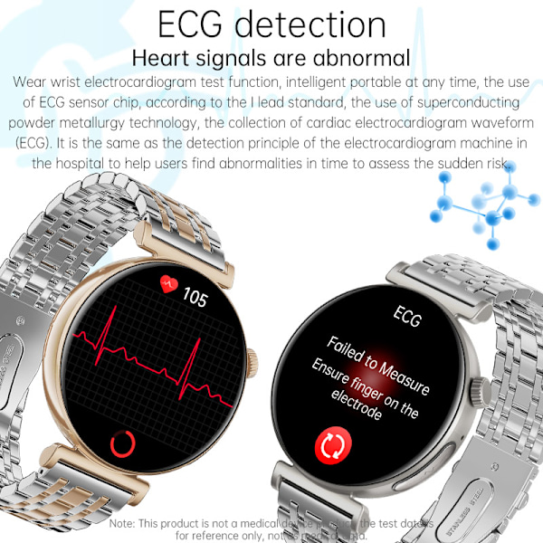 Smartwatch för kvinnor: EKG, Bluetooth-samtal & Musik