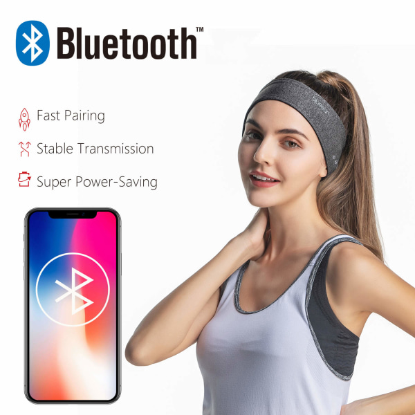 INF Sovhörlurar - Pannband med Bluetooth hörlurar och mikrofon Grå