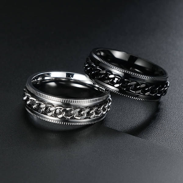 Anti-stress ring med drejelig kæde Sort 19 mm