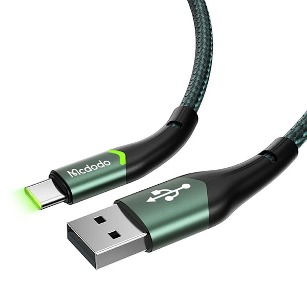 USB till USB-C Mcdodo Magnificence CA-7961 LED-kabel, 1m (grön)