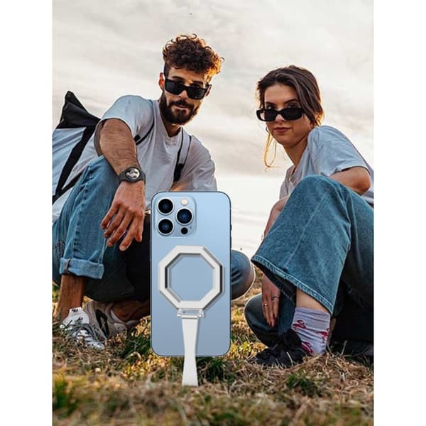 Magnetiskt telefonstativ med dubbla ringar, 360° rotation och justerbar design i zinklegering Black Black