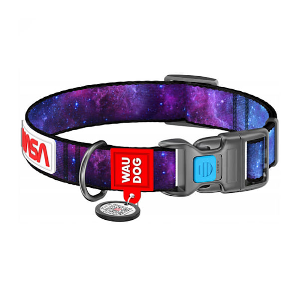 Waudog "NASA21" hundhalsband i nylon med QR-kod, storlek M, bredd 20 mm