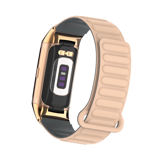 Stilfuldt magnetisk silikonearmbånd til Fitbit Charge 6 Abrikos
