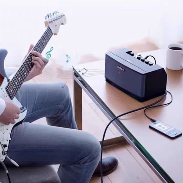 Sølv 5-meter 6,35 mm vinkelret til lige lydkabel til guitar, keyboard og mere
