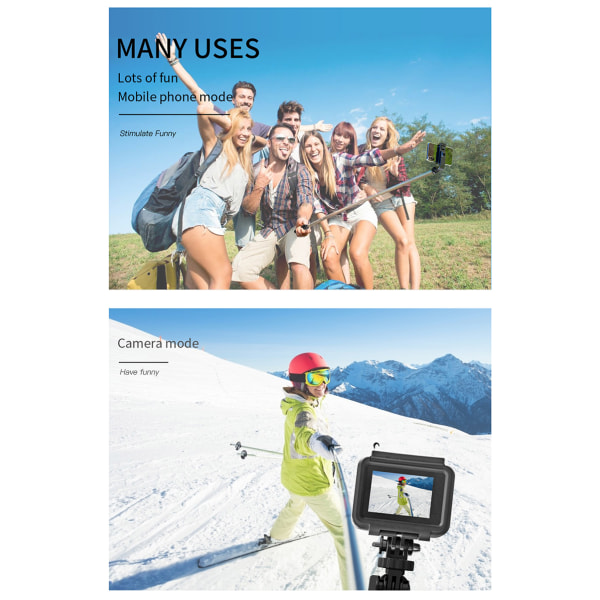 INF Selfie stick/mobilstativ med fjernbetjening, kamera og Gopro 19-100 cm