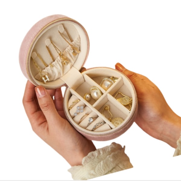 Mini rejse smykkeskrin Organizer Lyserød