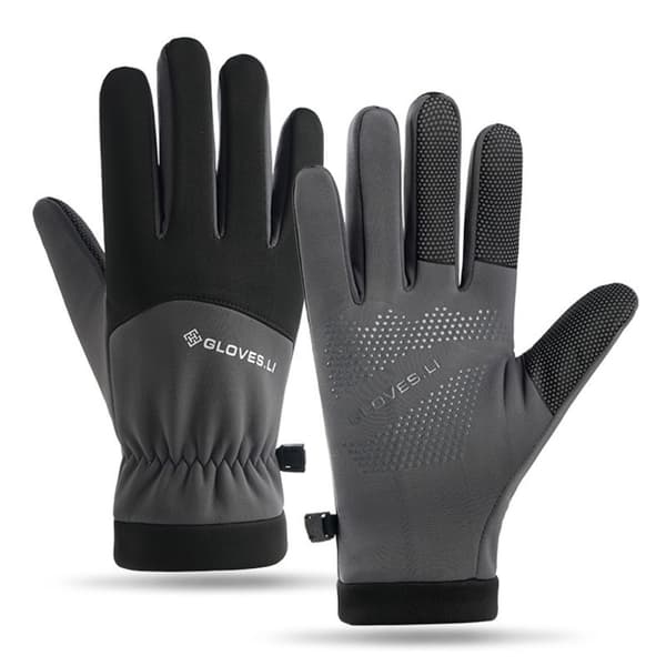 Vinter Fleece Forede Vindtætte Touchscreen Handsker til Udendørs Sport Grey Grey
