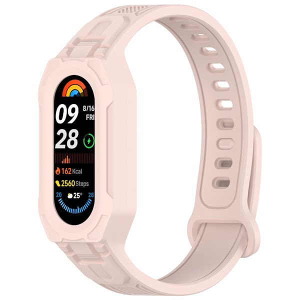 Yleiskäyttöinen silikoniranneke Xiaomi Mi Band 9, 8, 7, 6, 5 -laitteille Vaaleanpunainen