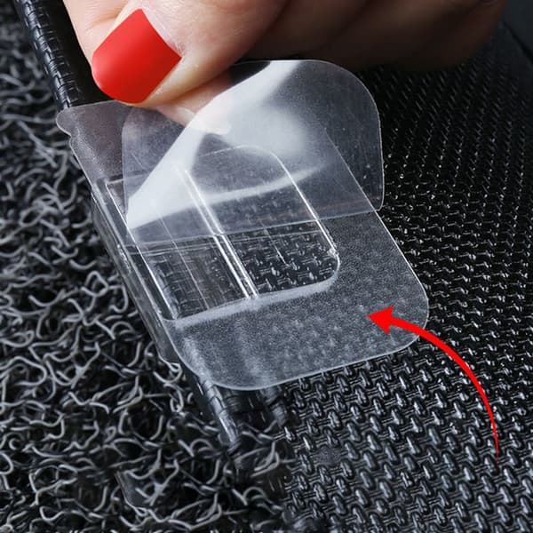 Starka Självhäftande Golvmattaklämmor - Transparent, Spårfri Montering (4-Pack)