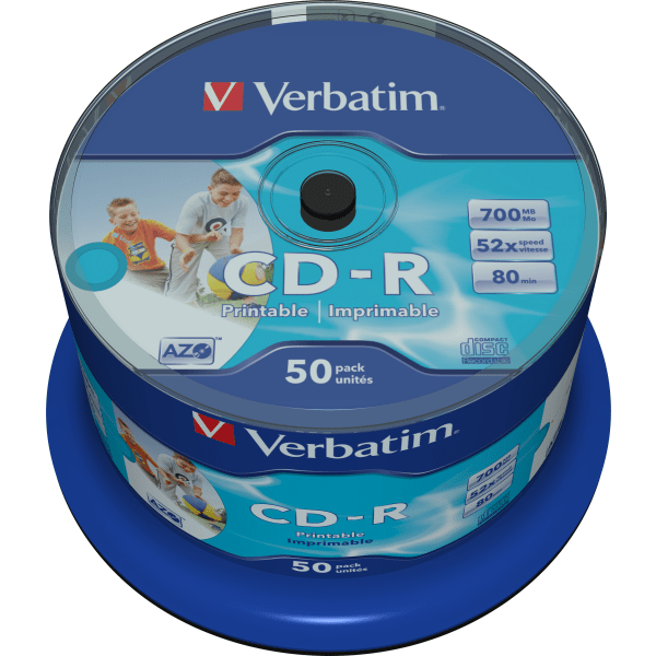CD-R, 52x, 700 MB/80 min, 50-pack, spindel, AZO, printable