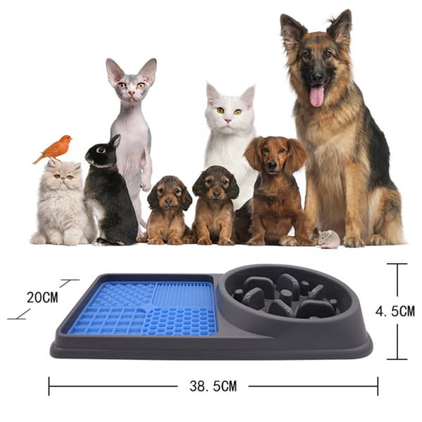 Skridsikker Fodermåtte til Kæledyr - Slow Feeder og Mad Placemat til Hunde og Katte, Kompatibel med Forskellige Fodermærker Black Black