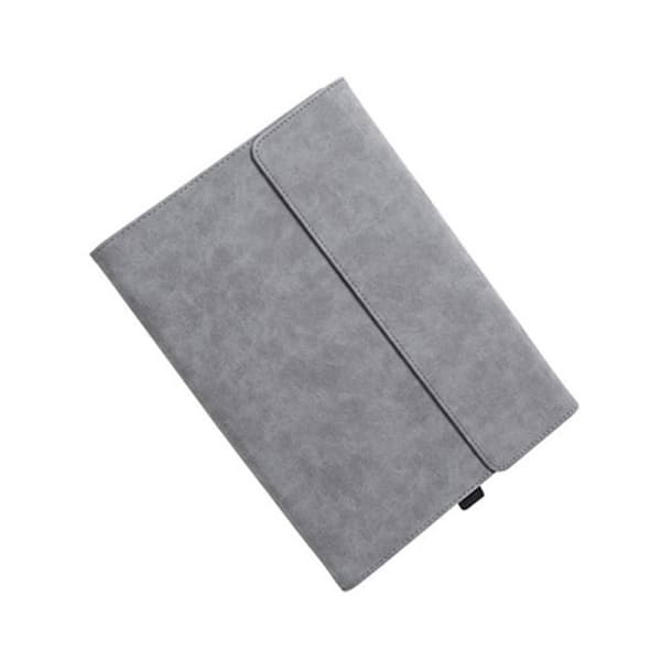 Lammeskind og mikrofiber stand-sleeve med TPU soft-shell, magnetisk folio og ventileret stand, kompatibel med Microsoft Surface Pro 9, grå